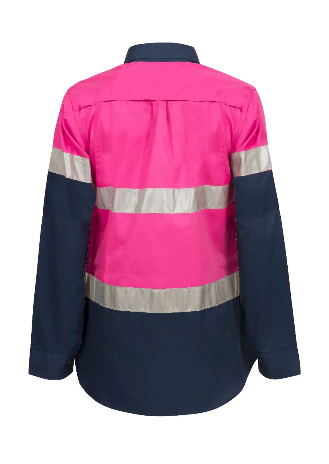 Womens Hi Vis Lightweight Long Sleeve Vented Cotton Drill Shirt with Reflective Tape (NC-WSL503)